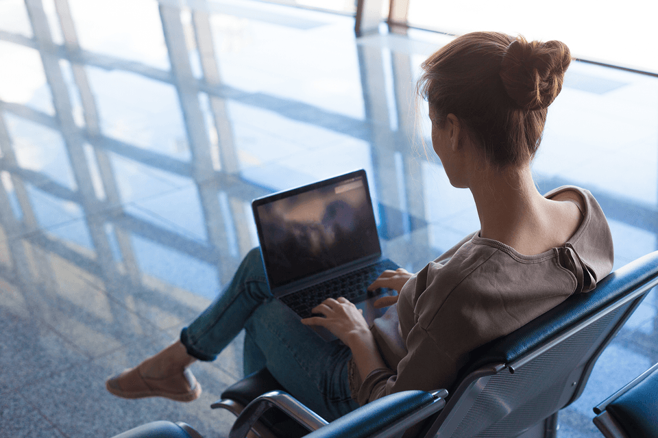 Woman working on laptop