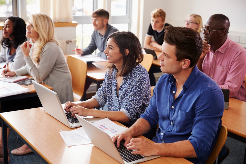 adult students in a classroom